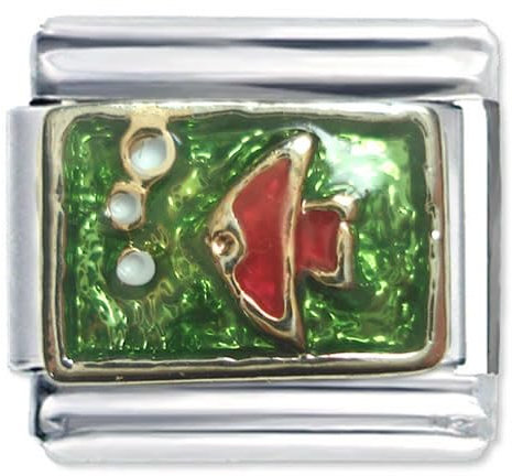 Quiges - 9mm Italian Style Charm Modul Edelstahl Fisch für Italienische Armbänder