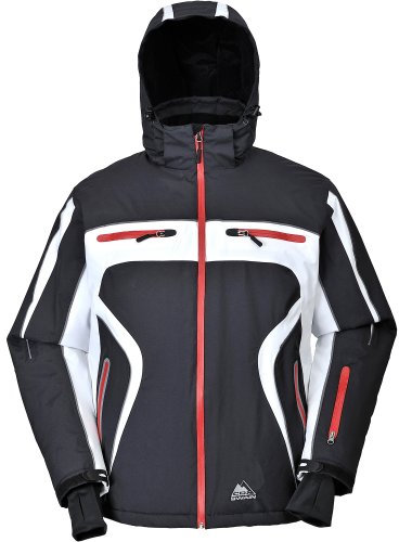 Cox Swain Titanium Herren Ski-/Snowboard Funktionsjacke Finley RECCO 15.000mm, Colour: Black/White - red Zipper, Size: L