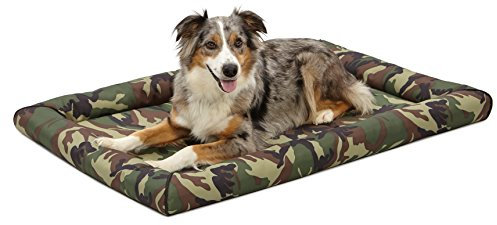 MidWest Homes for Pets Hundebett QuietTime MAXX Größe L, robust, wasser- und geruchsabweisend, gepolsterter Rand, rutschfeste Unterseite, passend für 106 cm große Käfige, camouflage.