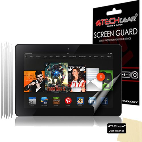 TECHGEAR [Pack of 5] Screen Protectors for Amazon Kindle Fire HDX 7 7.0 inch 2013 - Clear Lcd Screen Protectors With Cleaning Cloth + Application Card