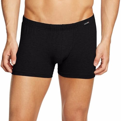 Calida Men's Cotton Boxer Briefs, Covered Waistband | Evolution Line | 94% Cotton, 6% Elastane | Black