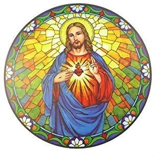 Sacred Heart Jesus suncatcher Stained Glass Window Sticker Reusable 6 inch Sun Catcher