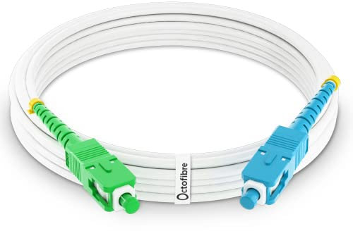 Octofibre - Cable de Fibra óptica Freebox - 3 m -Reforzado con blindaje Kevlar - Alargador/Puente de Fibra Óptica - SC APC a SC UPC