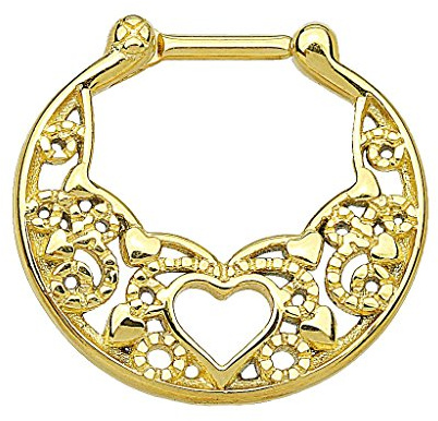 Piercingfaktor Universal Piercing Septum auch für Tragus Helix Ohr Nase Lippe Brust Intim - Schild Clicker Ring Gold
