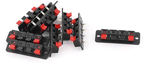 Sourcingmap 4 Terminal Push in Type Stereo Speaker Socket Connector Board 10pcs