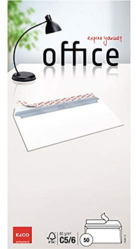 Elco 74463.12 Office Verpackung mit 50 Briefumschläge/Versandtasche, Haftklebeverschluss, C5/6 DL, 80g, weiss, Fenster: nein