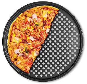 Fox Run Pizza-Pfanne, Karbonstahl, antihaftbeschichtet, Schwarz, 36,8 x 36,8 x 0,6 cm