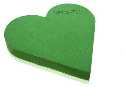 mosy Steckschaum-Herz, 37 cm geschl., Steckmoos, Steckmasse, frische Blumen-Gestecke, Tisch-Deko, Frischblumen, Hochzeit
