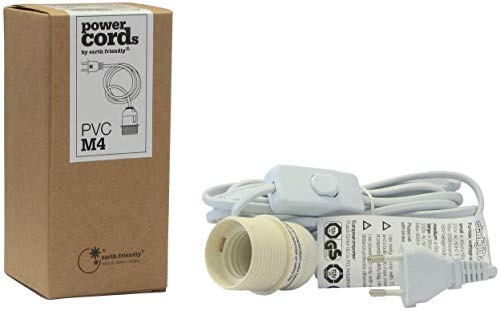 Kabel 4 m weiss m. Schalter u. Stecker