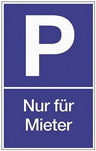 Hinweiszeichen Hinweisschild B 250 x H 400 mm -Parken nur für Mieter- blau/weiß