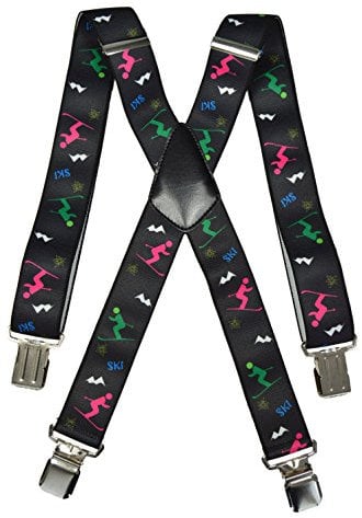 Olata Hosenträger für Skihosen | x- und y-förmige Hosenträger (Schwarz/Mehrfarbig) – 4 cm. Erwachsene. X-Form