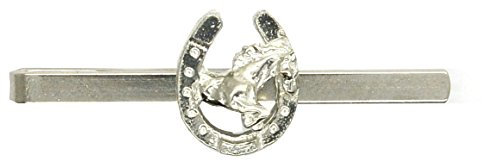 Krawattennadel Hufeisen und Pferd aus Zinn (Pewter) von Hand Gegossen