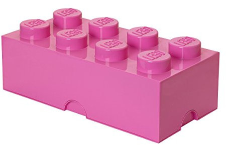 LEGO Storage Brick 8 Knobs rosa - Contenitore Impilabile 12,1 l – Scatola in Plastica con Coperchio, Organizer per Scrivania e Porta Giochi