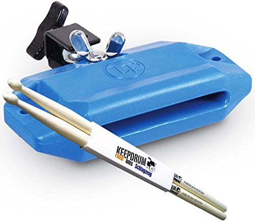 LP Latin Percussion LP 1205 Jam Block High Pitch Blue + keepdrum Drumsticks 1 Paar