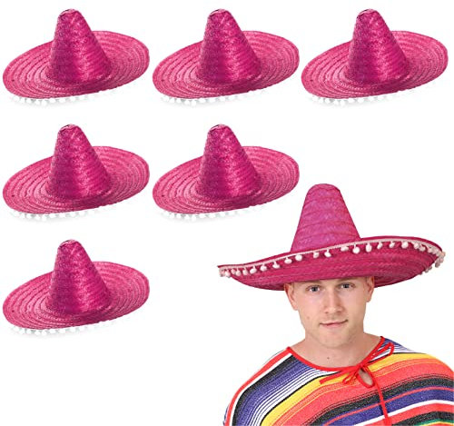0207VP82EH2 Sombrero Mexicain avec Pompons Blancs, Chapeau de Paille, Deguisement sur la Plage Vente de Gros et en Vrac Disponible dans de Multiples Combinaisons au Choix