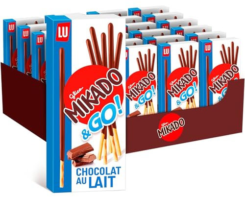 LU - Mikado Pocket Chocolat au Lait - Biscuit Chocolat au Lait pour le Goûter des Enfants - Lot Gateaux Sachet Individuel - Fabriqué en France - Format Poche Pratique - Présentoir de 24 Boîtes de 39 g