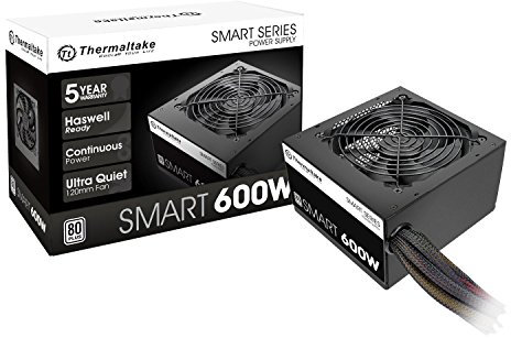 Thermaltake Smart 600W ATX 12V V2.3/EPS 12V 80 Plus Fuente de alimentación PFC Activa certificada PS-SPD-0600NPCWUS-W