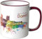 WANDKINGS® Tasse, Schriftzug Guten Morgen Bonn! mit Skyline - Bordeaux