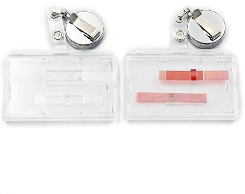 2 Stück Metall YOYO Spule + 2 Stück ID Card Badge Auswerfer Schieber Halter Out Tab Spule einziehbar horizontal transparent