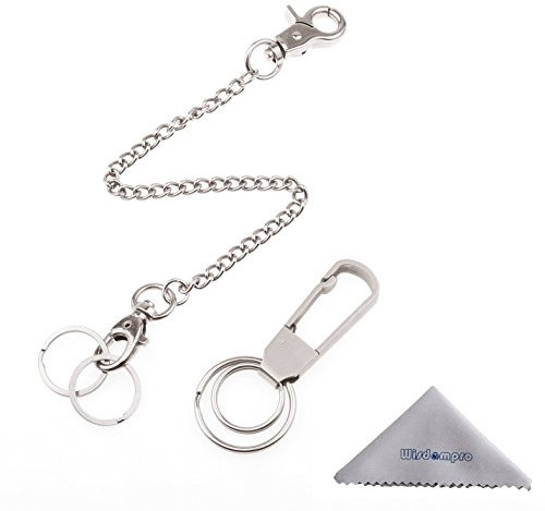 Wisdompro Schlüsselkette mit Karabiner 20,3 cm 1 Stück und Gürtelclip 1 Stück, Edelstahl Hosenkette und Gürtelschlaufefür Biker Trucker
