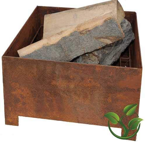 mgc24® Feuerkorb für Garten und Terrasse | eckig ca. 38x38x24cm | Stahl Rostoptik