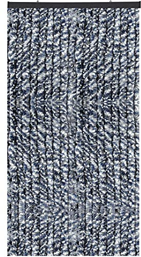 Rideau, Tissu, Meliert blau - weiß - silber, 120 x 220 cm