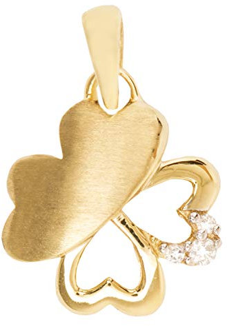 My Gold Anhänger Glücksbringer Kleeblatt (Ohne Kette) Echtes Gelbgold 333 Gold (8 Karat) Zirkonia 15mm x 10mm Little Luck V0010820
