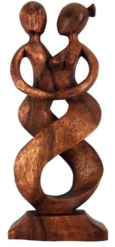 GURU SHOP Holzfigur, Statue, Deko Objekt Feng Shui 30 cm - Tanzpaar/Dunkelbraun, Dekoobjekte