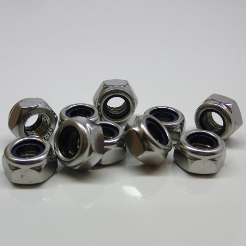 10 Stück Sechskantmuttern M8 niedr. Form, selbstsichernd, Polyamidklemmteil DIN 985 Edelstahl A2