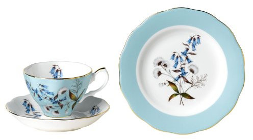 Royal Albert azzurro tre pezzi '100 anni di' 1950 festival Tea set