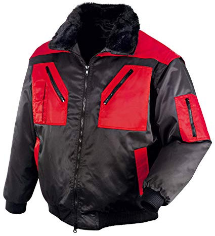 texxor Herren Pilotenjacke Oslo Arbeitsjacke mit abnehmbaren rmeln schwarz rot XXL, Rot/Schwarz, XXL EU