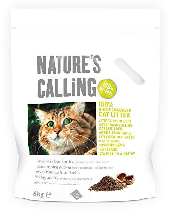12Kg Walnut Shell Cat and Kitten Litter, Ultra Absorbent Clumping Litter, Biodegradable with Superior Odour Control Eco Friendly