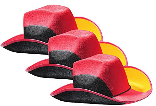 elasto form 3er-Set Cowboyhut Nations-Germany Fanartikel Cowgirlhut Fanhut im Western-Style Schwarz-Rot-Gold