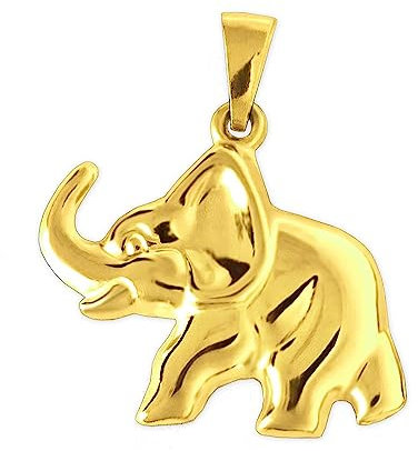 CLEVER SCHMUCK Goldener Damen Herren Anhänger Elefant 21 x 16 mm beidseitig plastisch und hochglänzend poliert 333 GOLD 8 KARAT im Etui sand