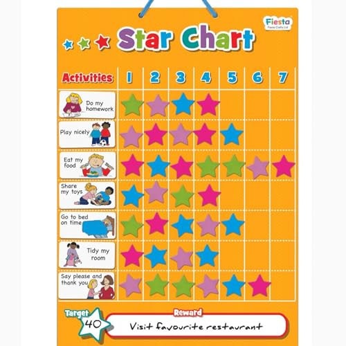 Magnetic Star Reward Chart (T2338) by Fiesta Crafts- Magnetic Activity Board for Kids & Toddlers - Creates Responsibility, Good Behaviour & A Willingness To Do Chores - Easy to understand and follow