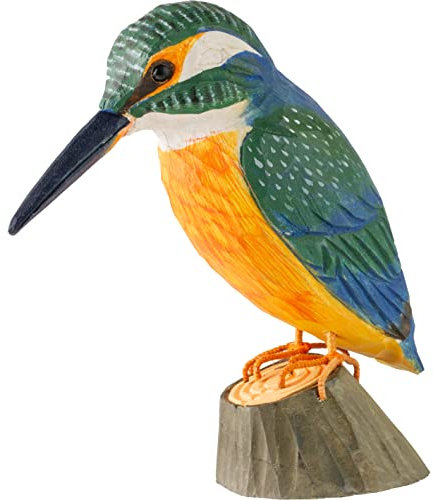 WILDLIFEGARDEN Wildlife Garden WG454 DecoBird Eisvogel - Handgeschnitzter Dekorative Vogel aus Holz - Mittelgroße Europäische Vögel
