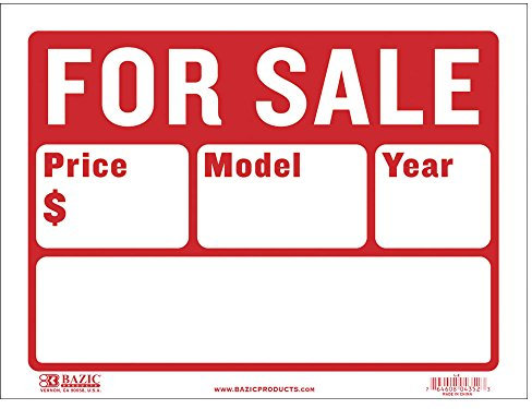 BAZIC 9 X 12 For Sale Sign for Car and Auto Sales (2-Line) (S-2)