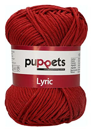 Puppets Lyric Stärke 8 4572008-05065 rot Häkelgarn, 100% Baumwolle