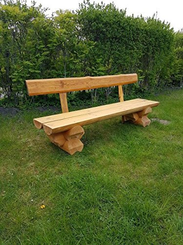 JUNIT 2m Sitzbank RBSB-2MRL aus massiven Rundbohlen mit 20cm Durchmesser mit 2m Länge und mit Rückenlehne