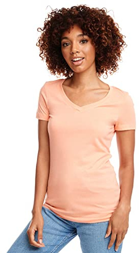 Next Level NL1540 Women's Lightweight V-Neck Jersey T-Shirt - Light Orange N1540 XL
