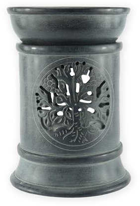 Budawi® Aroma Duftlampe aus Speckstein Baum des Lebens mit Schale und Sieb Räucherstövchen Duftlicht Aromalampe Raumduft