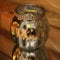 Antique Mercury Effect Ribbed Candle Pot Tealight Holder (Silver, 8x7 cm)
