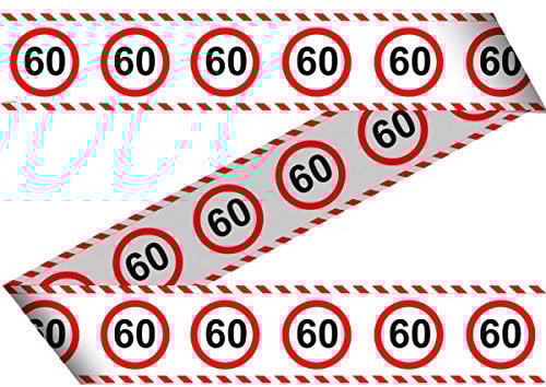 Folat SCH-5426 28460 Party Absperrband Verkehrsschild-15 m-Zahl: 60