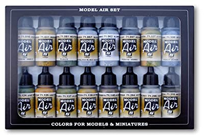 Vallejo Model Air German/Allied WWII Airbrush Acrylic Paint Set, Assorted Colors, 17 ml (Pack of 16)