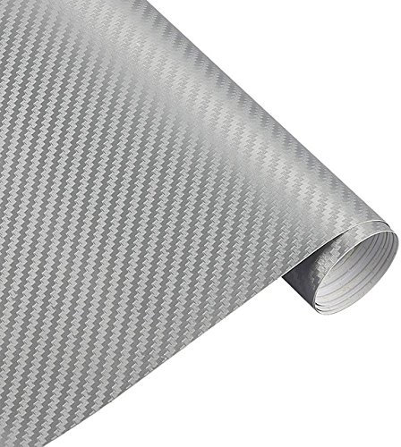 Könighaus (8,73€/m2 Silber 3D Carbon Autofolie 400 x 152 cm blasenfrei mit Anleitung