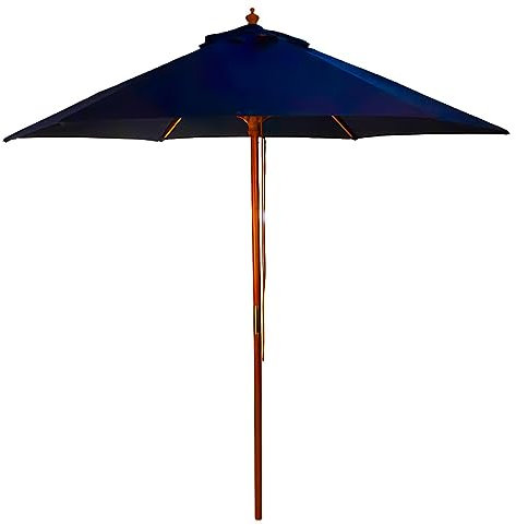 BrackenStyle Wooden Garden Parasol – Pully Operated and Machine Washable Garden Umbrella (Blue)