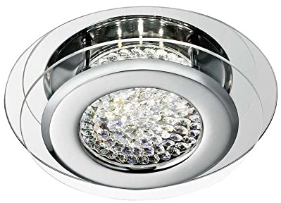Searchlight 1692CC Vesta Crystal and Polished Chrome Ring LED Flush Ceiling Light - Dia: 280mm