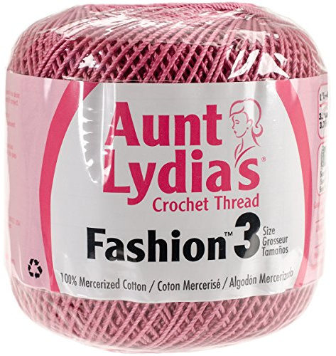 Coats Crochet Aunt Lydia's Fashion Crochet, Cotton Size 3, Warm Rose