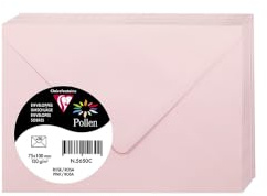 Clairefontaine 5650C - Packung mit 20 Umschläge Pollen, 7,5x10cm, 120g, ideal für Ihre Einladungen und Korrespondenz, Rosa, 1 Pack