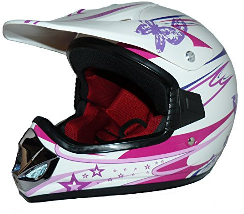 Protectwear Casque de motocross pour enfants / filles, MaX Racing, Rose Bonbon blanc brillant, V310f(ille), Taille: XS / Youth L (53/54 cm)